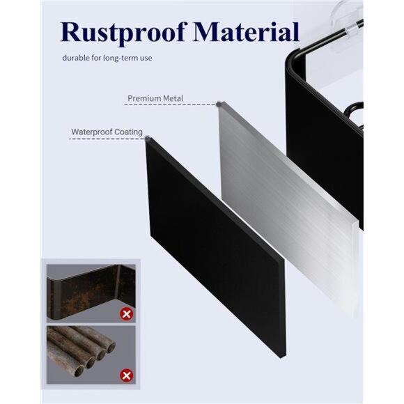 Large Shower Caddy 2 Pack Adhesive Bathroom Organizer Rustproof Stainless Steel - Picture 4 of 7